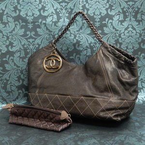 CHANEL, Bags, Chanel Coco Cabas Brown Leather Bag